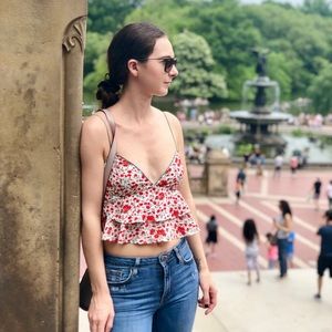 Ruffle Floral Triangle Top